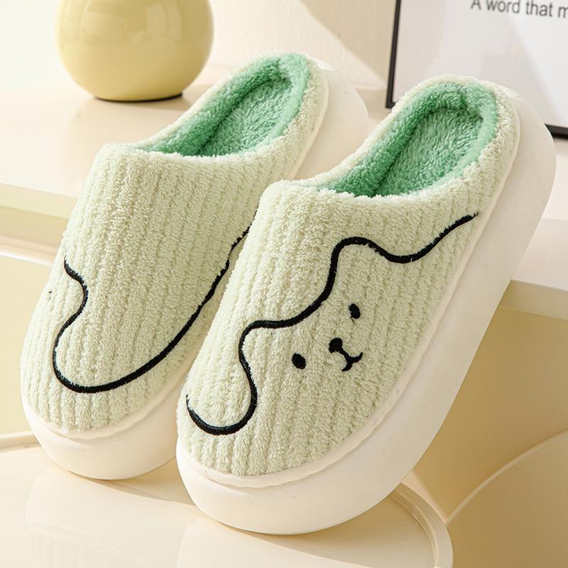 Women's Thick-Soled Plush Cotton Slippers: Non-Slip, Silent, Heeled, and Warm—Furry Cotton Shoes for Couples and Men for Outdoor Use