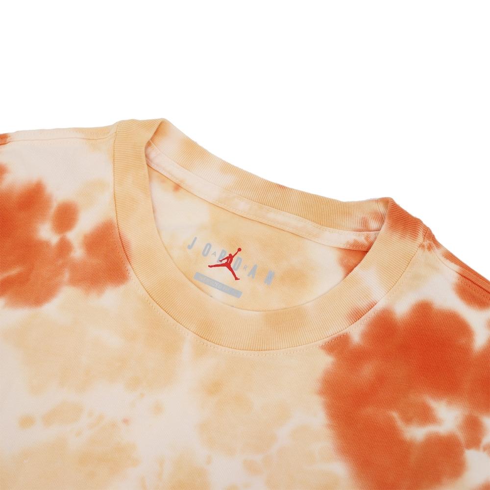 Jordan Американская ретро дофаминовая стирка с логотипом Tie-Dye, повседневная футболка с круглым вырезом и короткими рукавами, с заниженными плечами, мужские топы, оранжевый DX9584-112