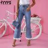 Women's Fashion Denim Casual High Waist Trousers Pants & Capris Casual Trousers