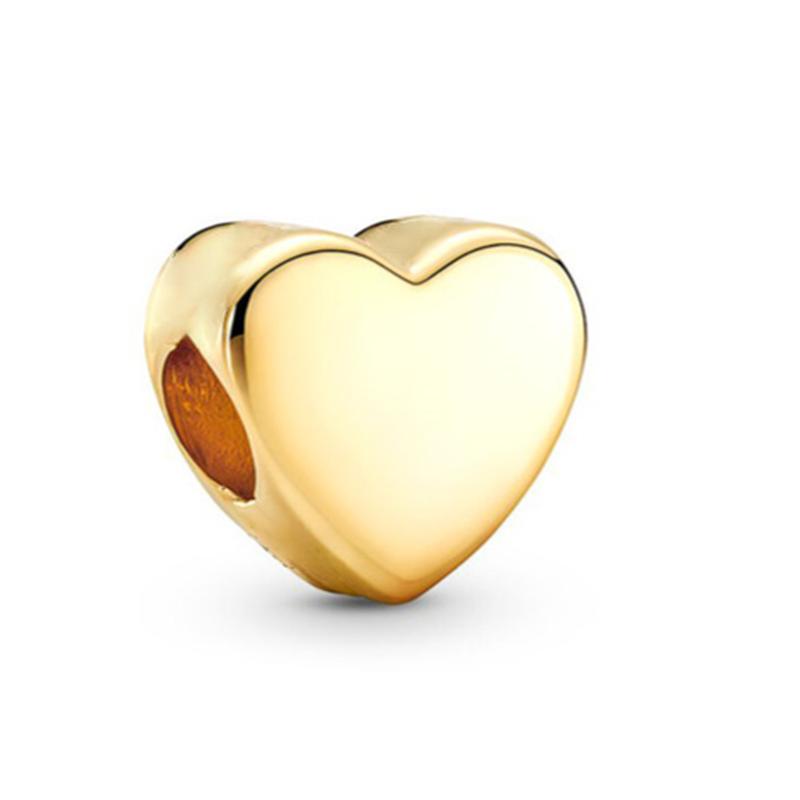 Sparking Gold Heart Clip Family Tree Dangle Charm Beads Fit Snake Silver Bracelet Necklace Beads For Diy Jewelry Women Gift