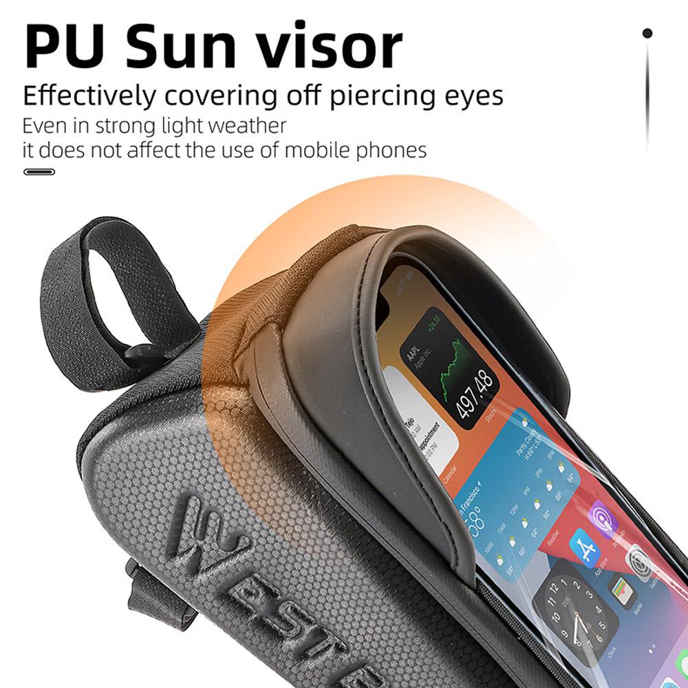 Водонепроницаемая сумка для велосипеда Сумка на раму велосипеда с передней трубкой Сумка для мобильного телефона с сенсорным экраном Двойная молния Велоспорт