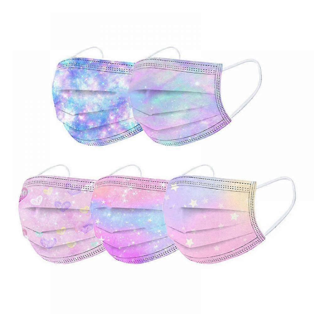 's Face_mask Rainbow Tie-dye Print 3 Ply High Filtrat Anti-smog Face Covering D Able Boys Girls Mouth S