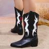 Мода Женская мода на толстом каблуке Cowgial Boots Plus Size 43 Slip On Mid Calf Boots Women 2024 Trend Comfortable Western Boots Woman