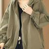 Женский тренч с капюшоном, повседневный, свободного кроя, большого размера - Универсальный однотонный, с длинным рукавом для весны и осени 2025