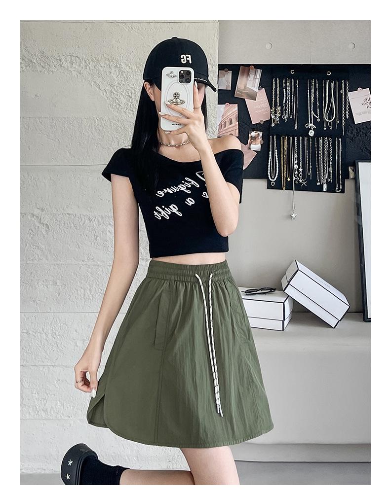 Apricot 2025 Women's A-line Elastic Waist Skirt Shorts - Loose, Slimming, Anti-exposure.