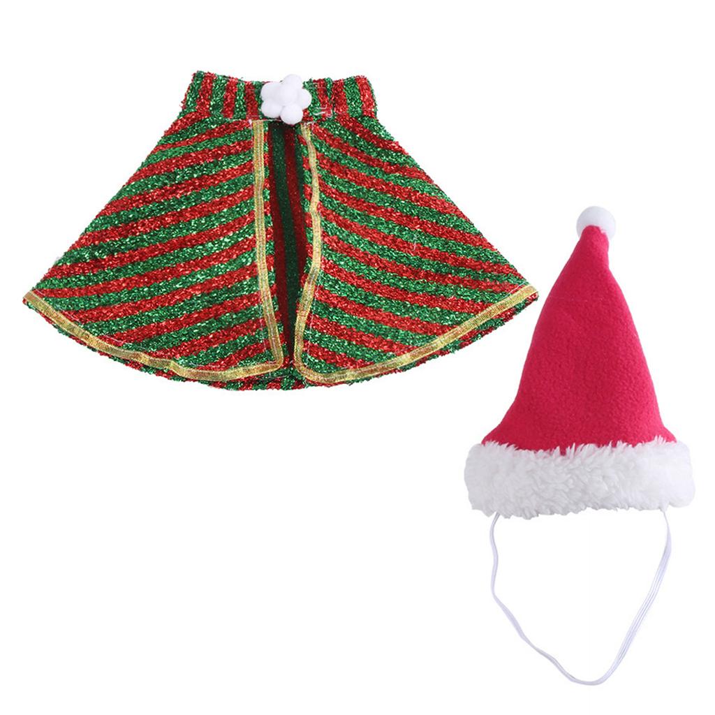 Рождественский костюм для собаки, плащ и шапка, набор для домашних животных, кошек, собак, праздничная одежда, наряд для вечеринки с собакой, аксессуар для ролевой игры