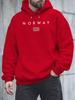 Norwegian Alphabet and Flag Pattern Hoodie, Autumn/winter Casual Travel-themed Long-sleeved Pullover Sweatshirt