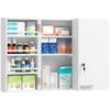 Wall Mount Medicine Cabinet with Key Lock, 3 Tier First Aid Cabinet with 2 Doors and 11 Storage Compartments, White