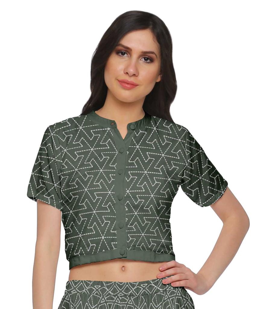 Moomaya Womena    S Crop Top Palazzo Set Printed 2 Piece Outfit Dress Ethnic