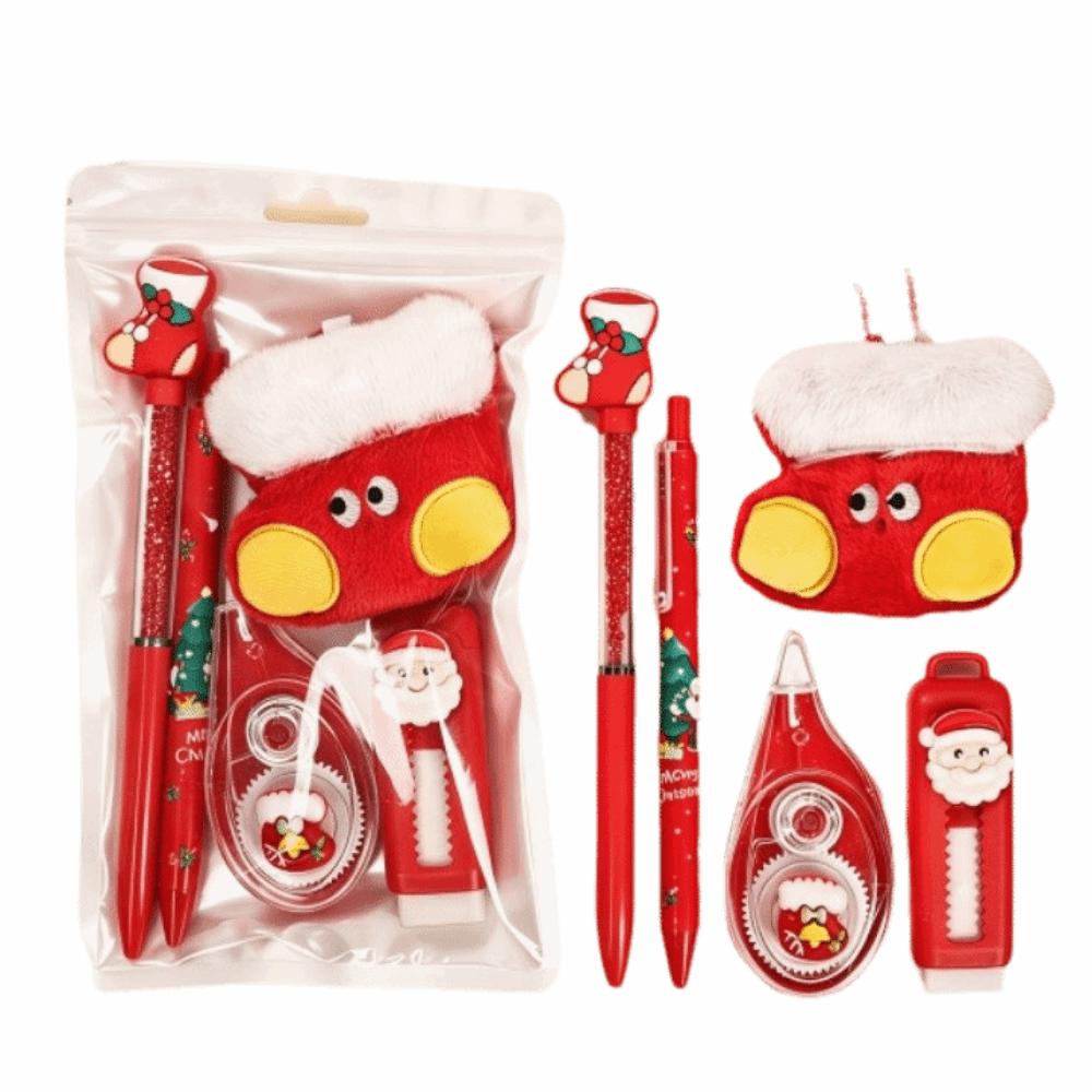 5Pcs/Set Cartoon Christmas Stationery Set Practical Santa Series Stationery Kit Writing Supplies