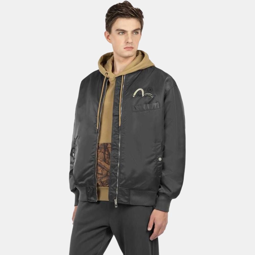 Evisu FW22 Letter Embroidery Print Baseball Collar Loose Jacket Men Jacket Dark-Gray 2EAGNM2JK703LFNQ