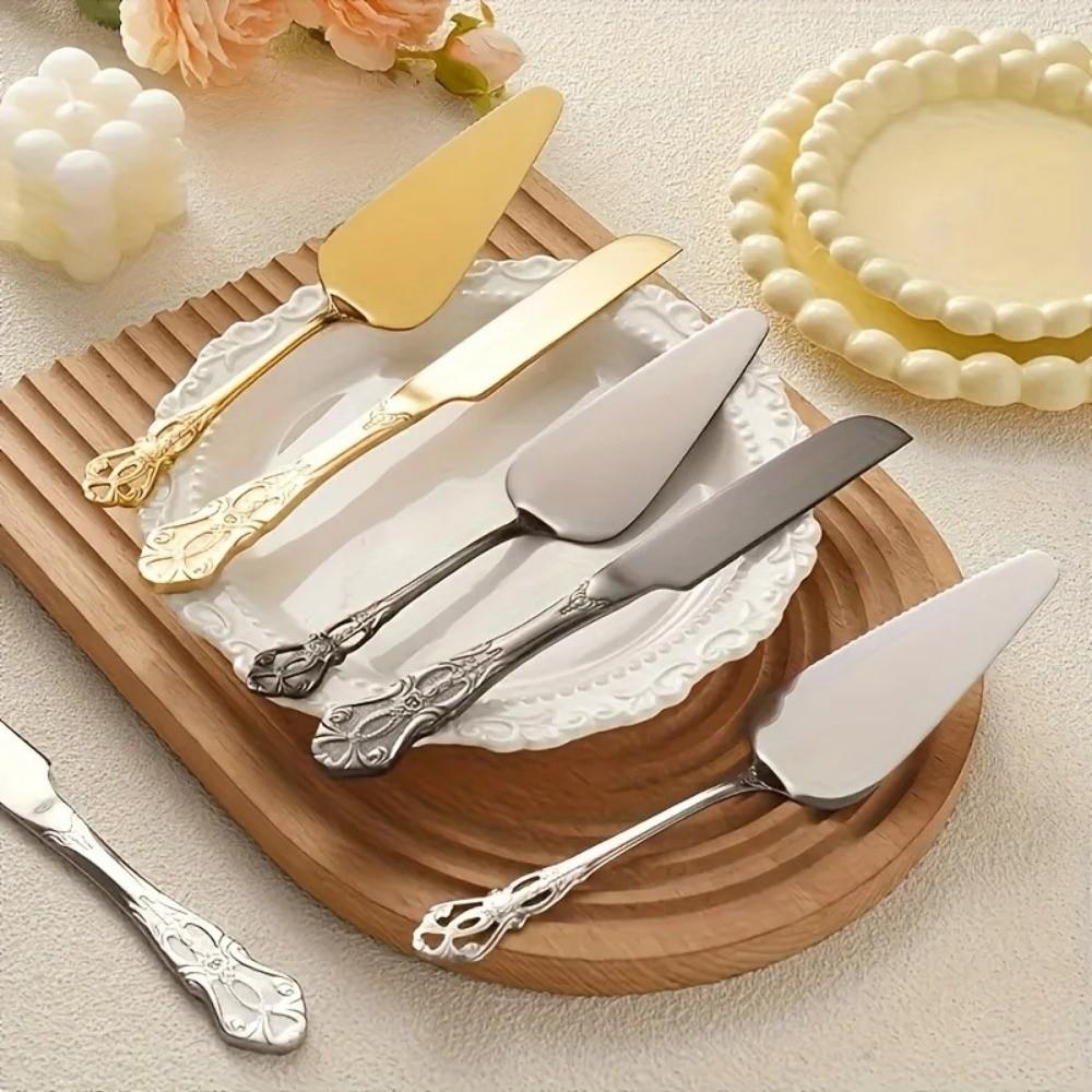 Набор из 2 шт. лопаток для торта из нержавеющей стали, сервировочная лопатка с резьбой, винтажная лопатка для торта Для дворцовых вечеринок