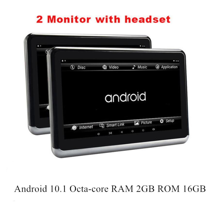 2 Pcs 10.1'' 2+16GB HDMI TPMS WiFi Car Headrest Rear Seat Monitors Android 10.1
