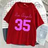 Los Angeles Jersey Number 35 Print Women T-Shirt Breathable Street Short Sleeve Hip Hop Cool Streetwear Casual Fashion T Shirt