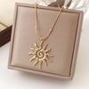 Yousheng Spiral Sun Pendant Necklace Titanium Steel Vintage Necklace Bohemian Sun Charm Necklace Prom Birthday Jewelry for Her