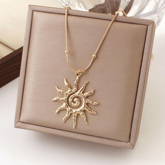 Yousheng Spiral Sun Pendant Necklace Titanium Steel Vintage Necklace Bohemian Sun Charm Necklace Prom Birthday Jewelry for Her