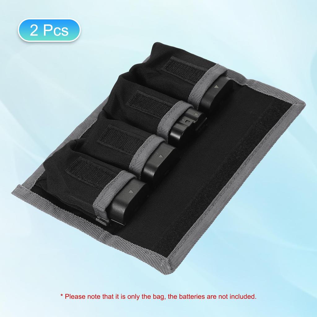 PATIKIL Camera Pouch Nylon DSLR Case Holder Storage Bag for AAA and Case, 4-Pocket LP-E6, LP-E8, N, P-FW50, EN-EL14, EN-EL15 (Gray)