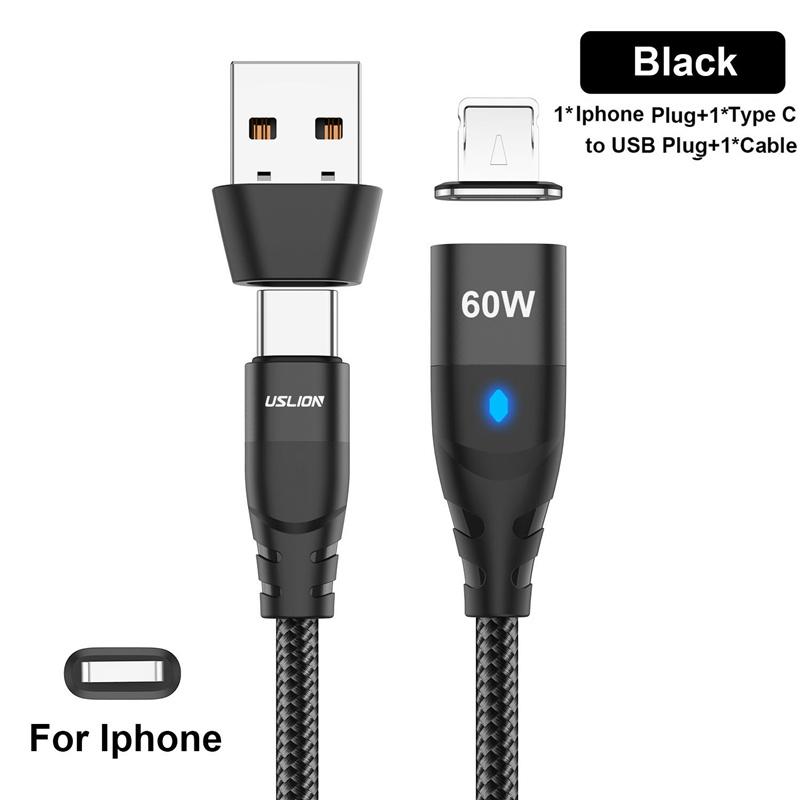 60 Вт PD кабель для быстрой зарядки USB C на Type C Micro Магнитный кабель для передачи данных 3A USB-кабель для iPhone 13 Macbook Huawei Samsung S22
