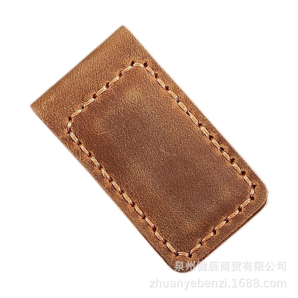 Кошелек с зажимом для денег, тонкий, мужской и женский, винтажный, с сильным магнитом, зажим для денег, из натуральной кожи, карманный зажим, кошелек для кредитных карт и наличных