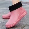 Rain Shoes Women's Fashion Outer Wear Summer Outer Wear Short Rubber Shoes Velvet Waterproof Rubber Shoes Girls Wear-resistant Rain Boots