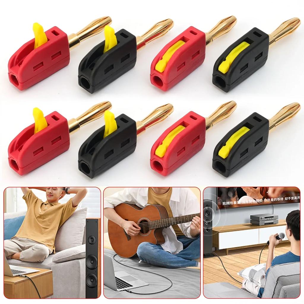 4mm Solderless Quick Wire Connector High Current 32A Banana Plug Terminal Block Power Testing Instrument Plug Musical Speaker