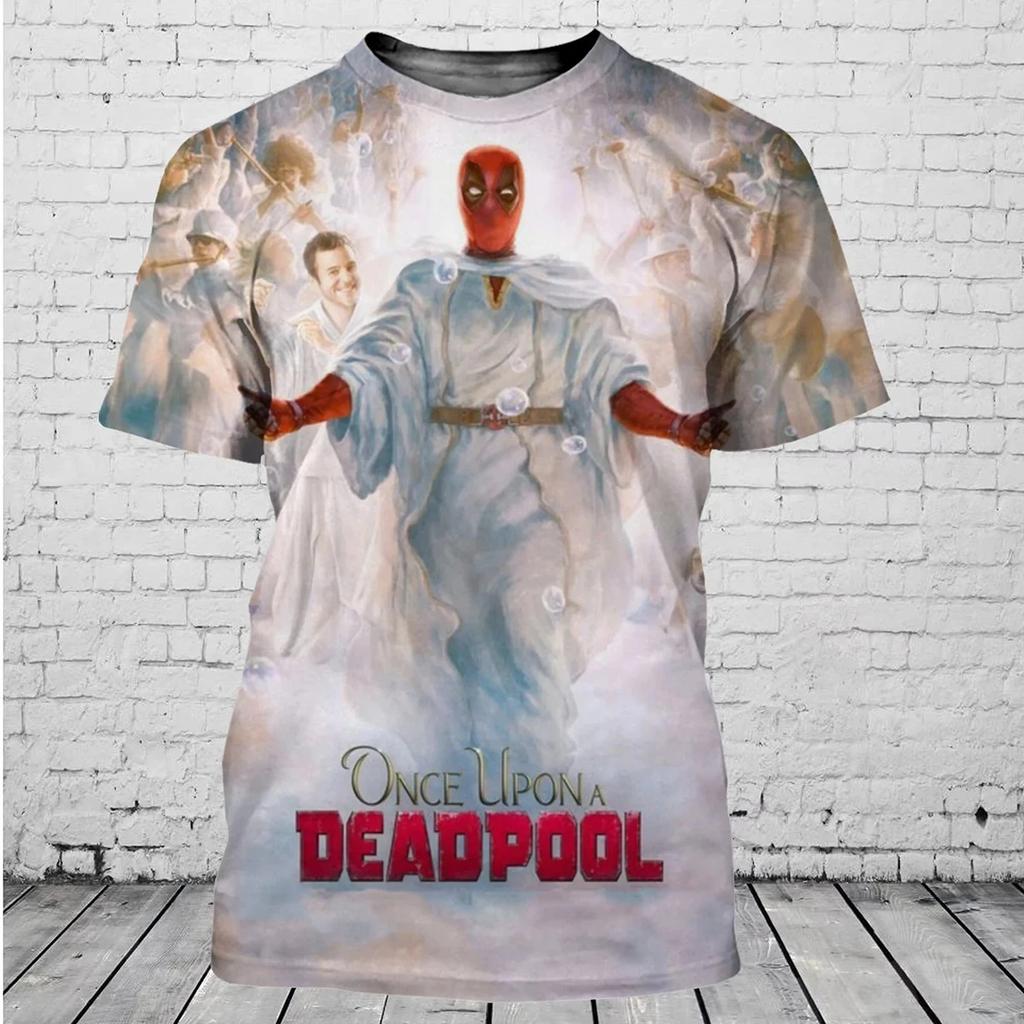 Мужская футболка Marvel Deadpool с 3D-печатью в стиле Харадзюку, персонализированный принт, летняя, с коротким рукавом, свободная и дышащая