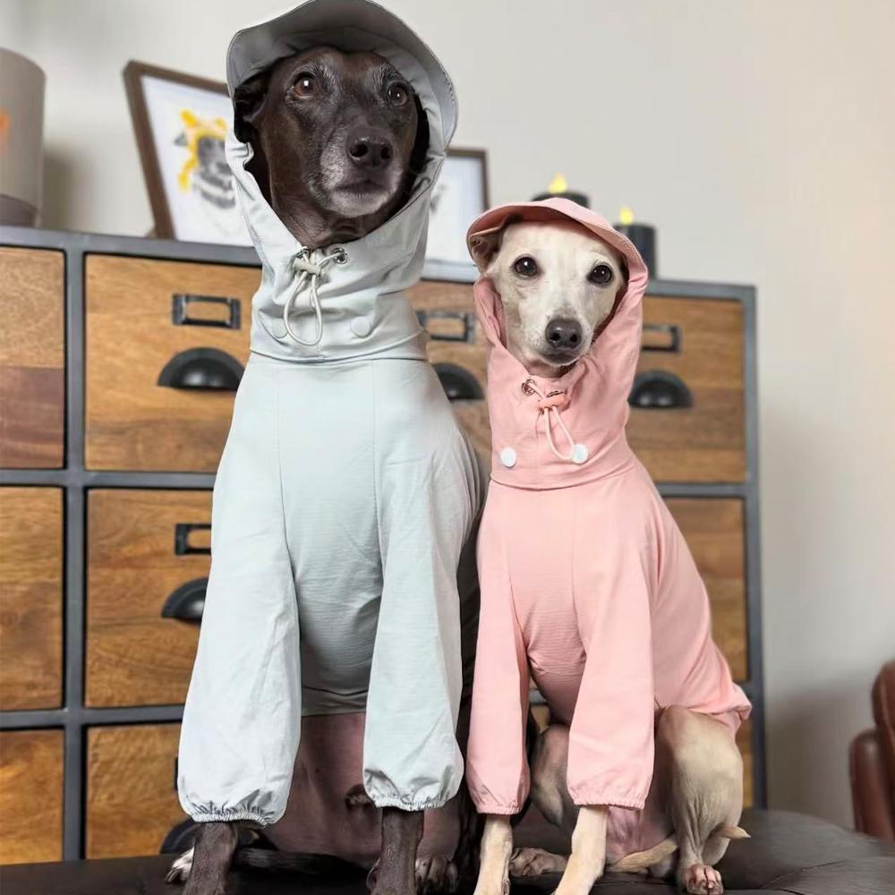 Spring Summer Pink Raincoat For Italian Greyhound Windproof Waterproof Grey Jacket For Whippet Dog Adjustable Hat Coat