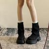 Мода Мода Толстый каблук Женские ботильоны Панк стиль Круглый носок Обувь слипоны Осень Зима Западные ковбойские ботильоны