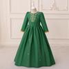 Темно-зеленое платье принцессы с длинным рукавом - Мусульманский праздничный наряд в ближневосточном стиле