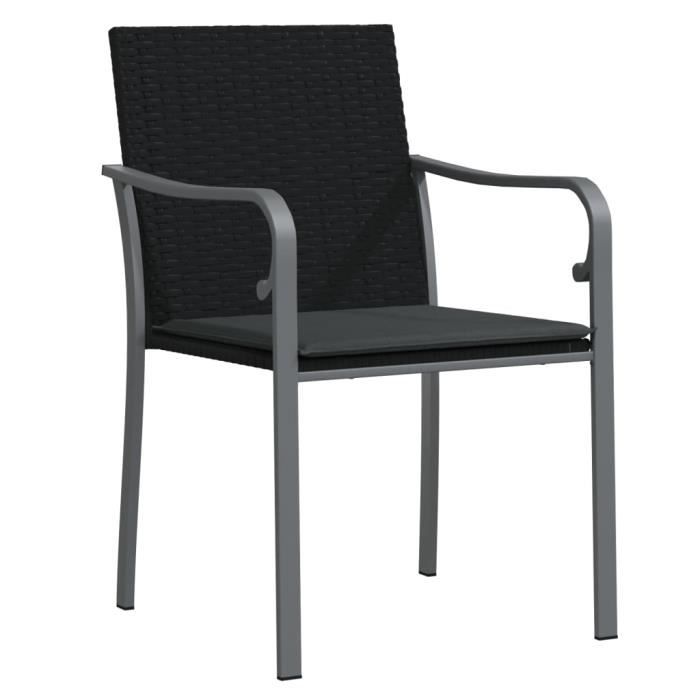 VidaXL Garden Chairs with Cushions Set of 2 Black 56x59x84 Cm Rattan 364094