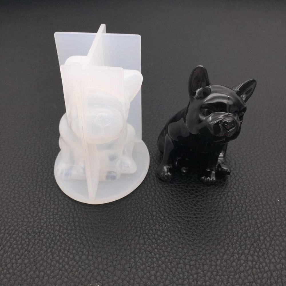 Silicone 3D French Bulldog Soap Mould White Dog Silicone Mould   For Cake Decorating