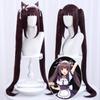 Аниме 100 см NEKOPARA Chocolat Chocola Длинные хвостики Коричневый ванильный Kawaii Розовый термостойкий парик для волос Косплей
