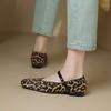 Krazing Pot Horsehair Fur Summer Spring Autumn Low Heels Flat with Leopard Patterns Ballet Shoes Shallow Pumps