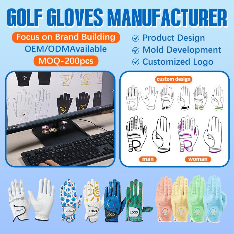 Premium Genuine Sheepskin Leather Golf Gloves with Waterproof UV Protection and Embroidery