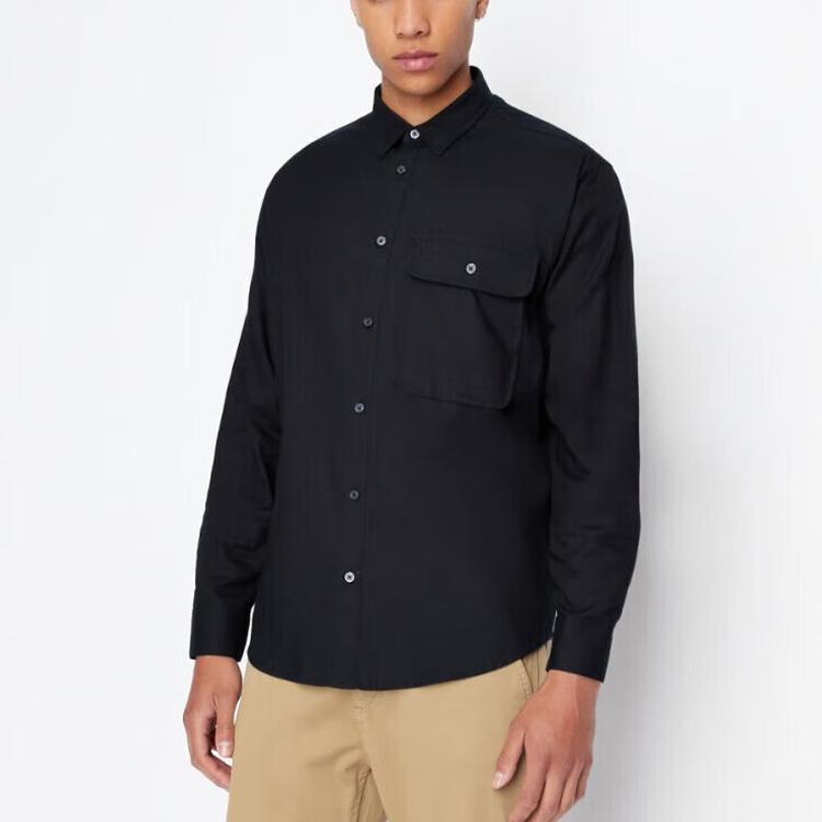ARMANI EXCHANGE Shirts Men's Navy Blue Pointed Collar Moderate Other 6LZCL6-ZNWNZ-1583