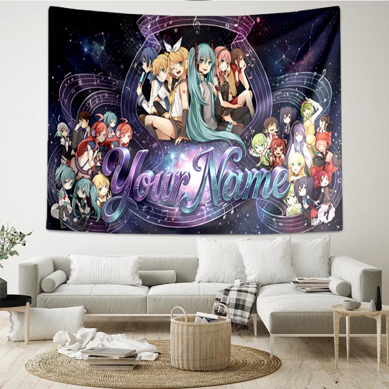 Custom Name Or Text Vocaloid Stars Harmonious Tapestry Spring Tapestry Background Cloth HD Hanging Cloth Tapestry Home Decor