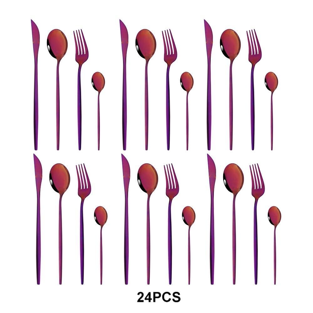 Набор посуды из нержавеющей стали, кухонный набор, 24 шт., черное золото, нож, вилка, ложка, роскошный набор посуды, ужин, свадьба, зеркало, столовые приборы