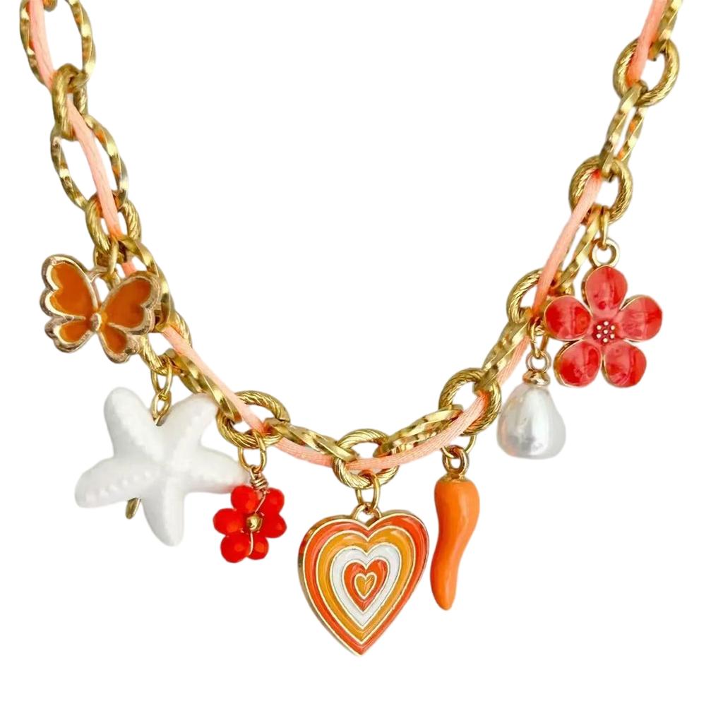 Adjustable Stainless Steel Rope Chain Necklace with Various Pendant Beach Neck Jewelry Suitable for Women and Girls