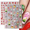 3 Sheet of Christmas 5D Nail Art Stickers Snowman Santa Claus Elk Pattern Self-adhesive Decals