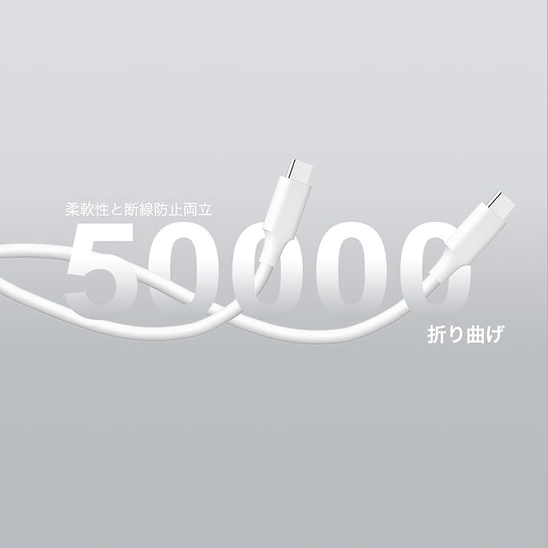 Acbands USB Type C Cable [Set of 2 / 1m White] 60W PD Compatible Silicon Material Flexible Data Cable USB-C&USB-C Smooth and Soft Data Cable