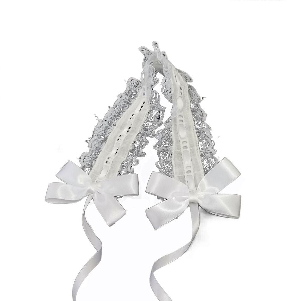 Многоцветная повязка на голову в стиле Лолиты с зажимами, милая кружевная повязка для волос, подарочный головной убор с бантом и лентой, женский головной убор