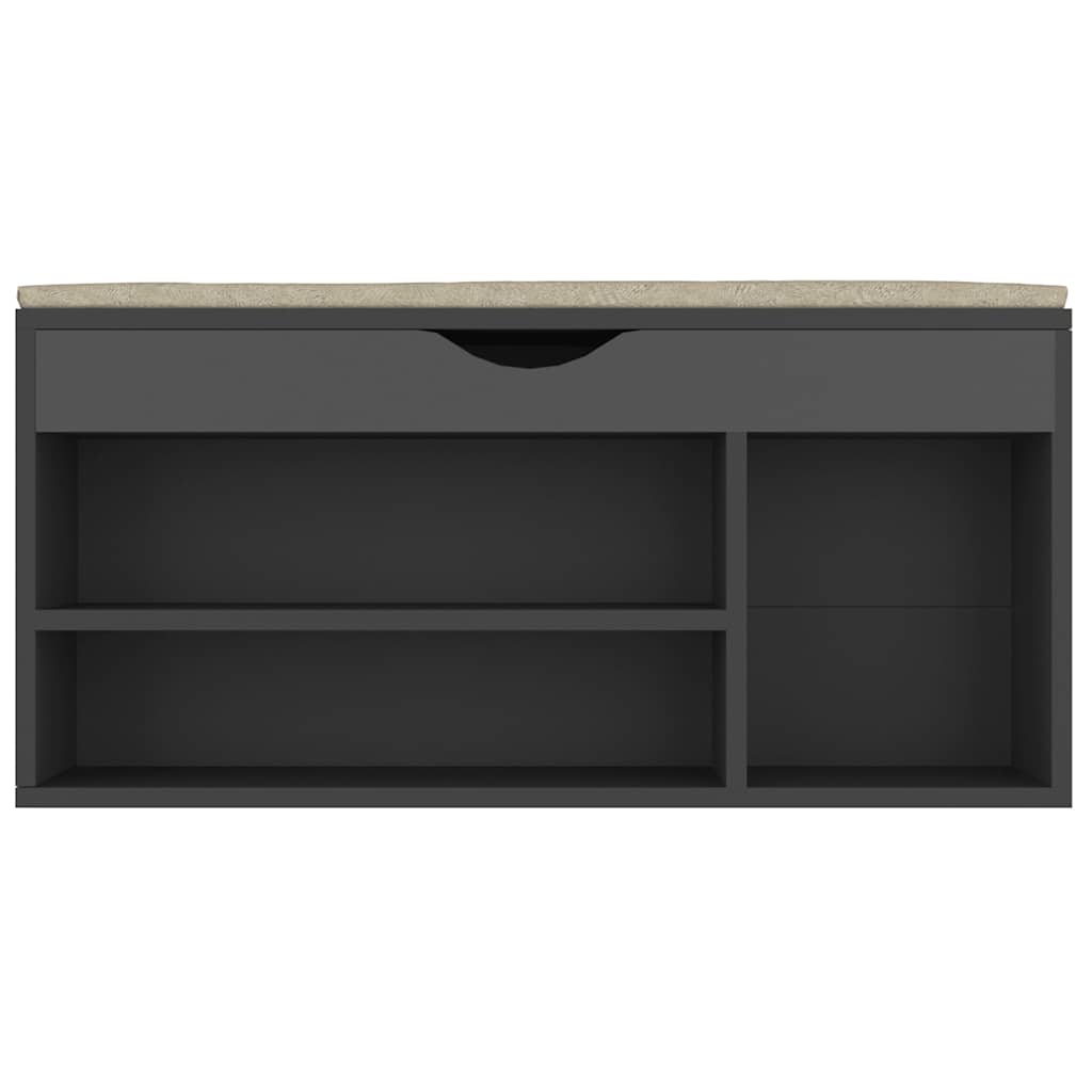 Shoe Bench with Cushion Gray 104x30x49 cm Engineered Wood