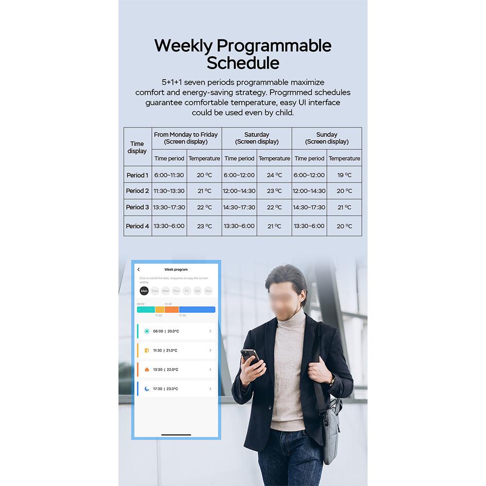 For Zigbee Hub Radiator Valve Smart Heating White Black Heating Thermostat Voice Assistant Compatible Mobile App Control
