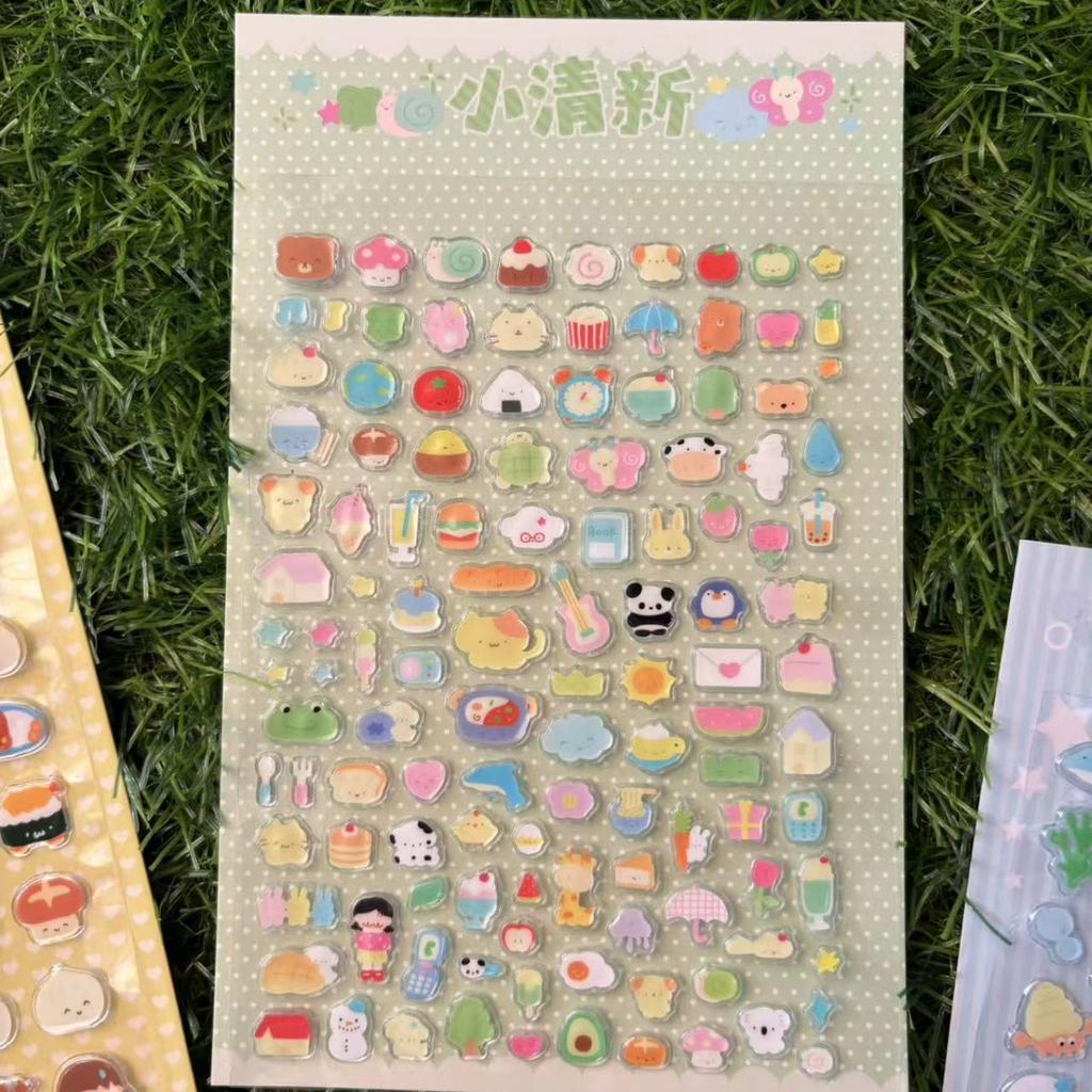 Cute Transparent Cartoon Sushi Burger Stickers for Scrapbook Phone Case Personalized DIY Decoration 1pc Arts Crafts