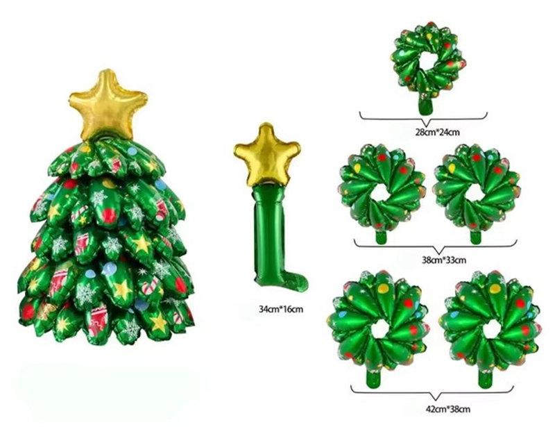 130CM Christmas Tree Standing Balloon Xmas Holiday 4D Inflatable Green Foil Balloons Set 2025 New Year Party Decoration