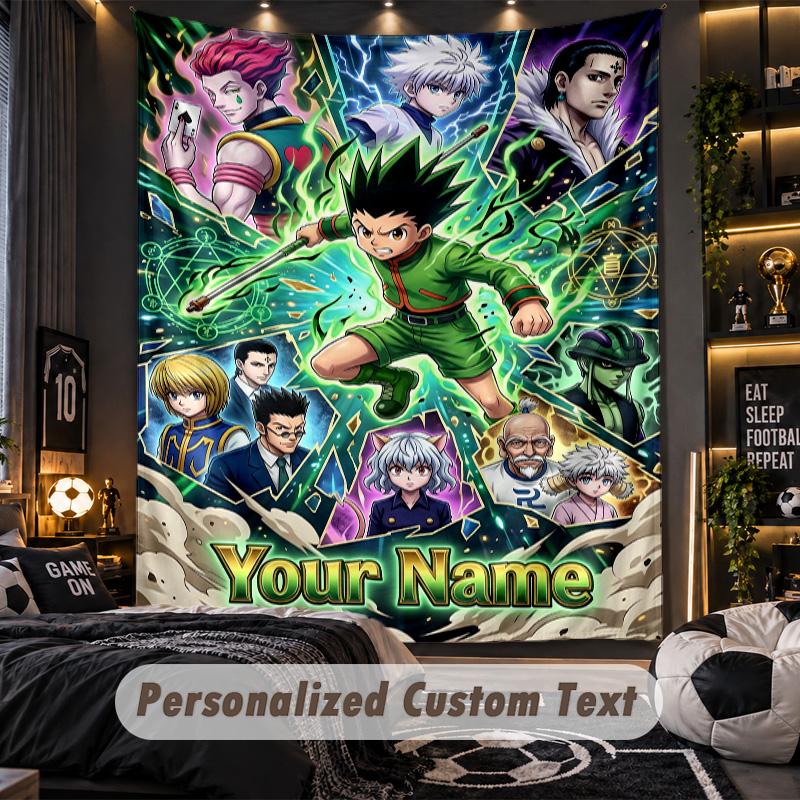 Personalized Wall Tapestry,Hunter × Hunter Custom Printed Name, Fabric Wall Art For Indoor Room Backdrop