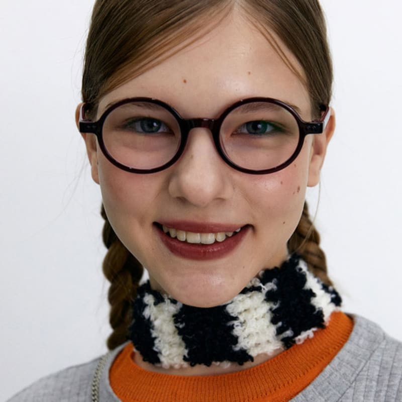 DANCING GRANDMA CURLY STRIPE MUFFLER : BLACK