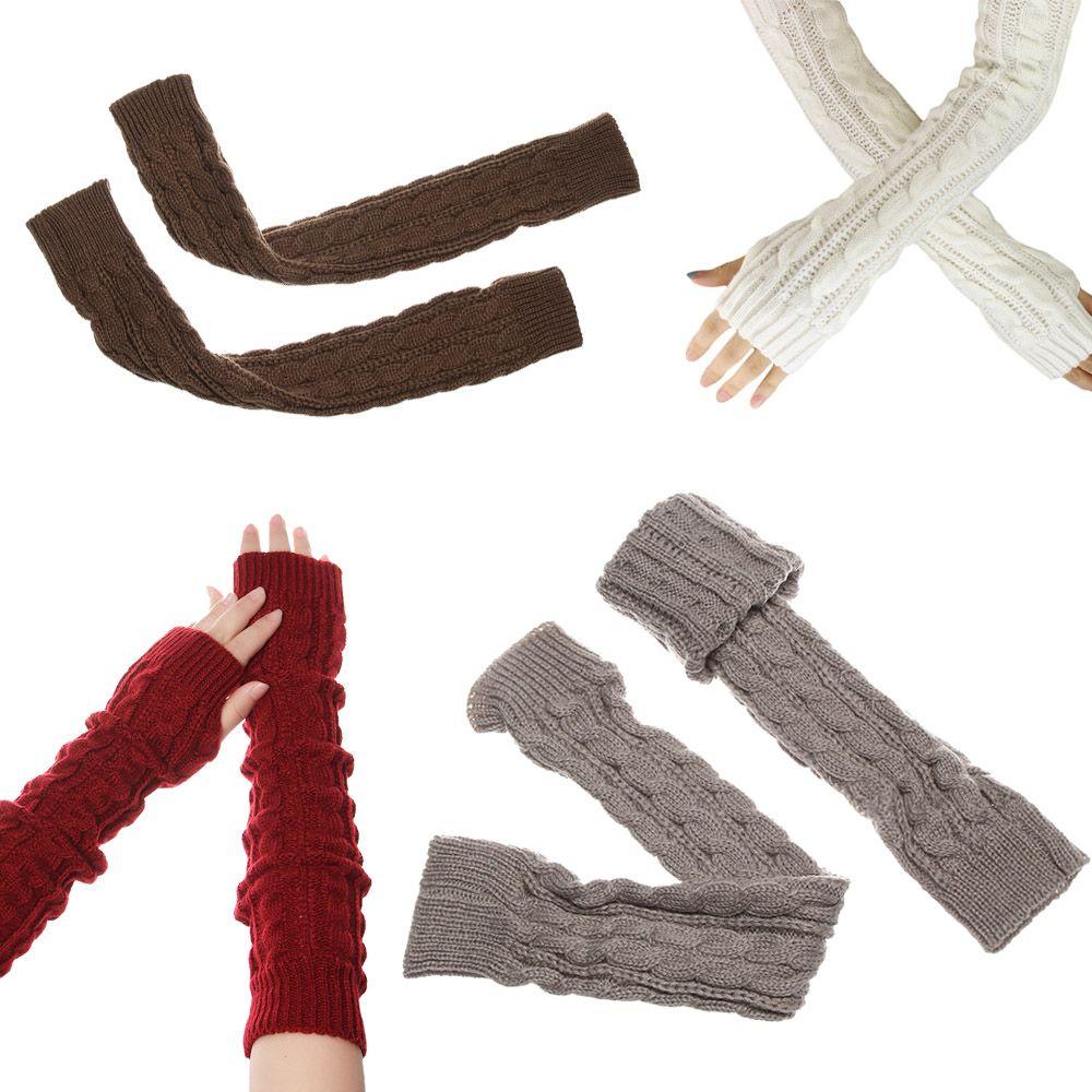 Женщины Девочки Без пальцев Осень Зима Весна Рукава Теплые Шерстяные Варежки Длинные Перчатки Вязаные Перчатки