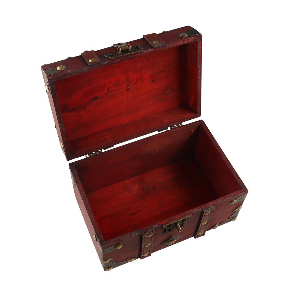 Vintage Wooden Treasure Box Antique Design Trunk Containers Treasure Chest Sundries