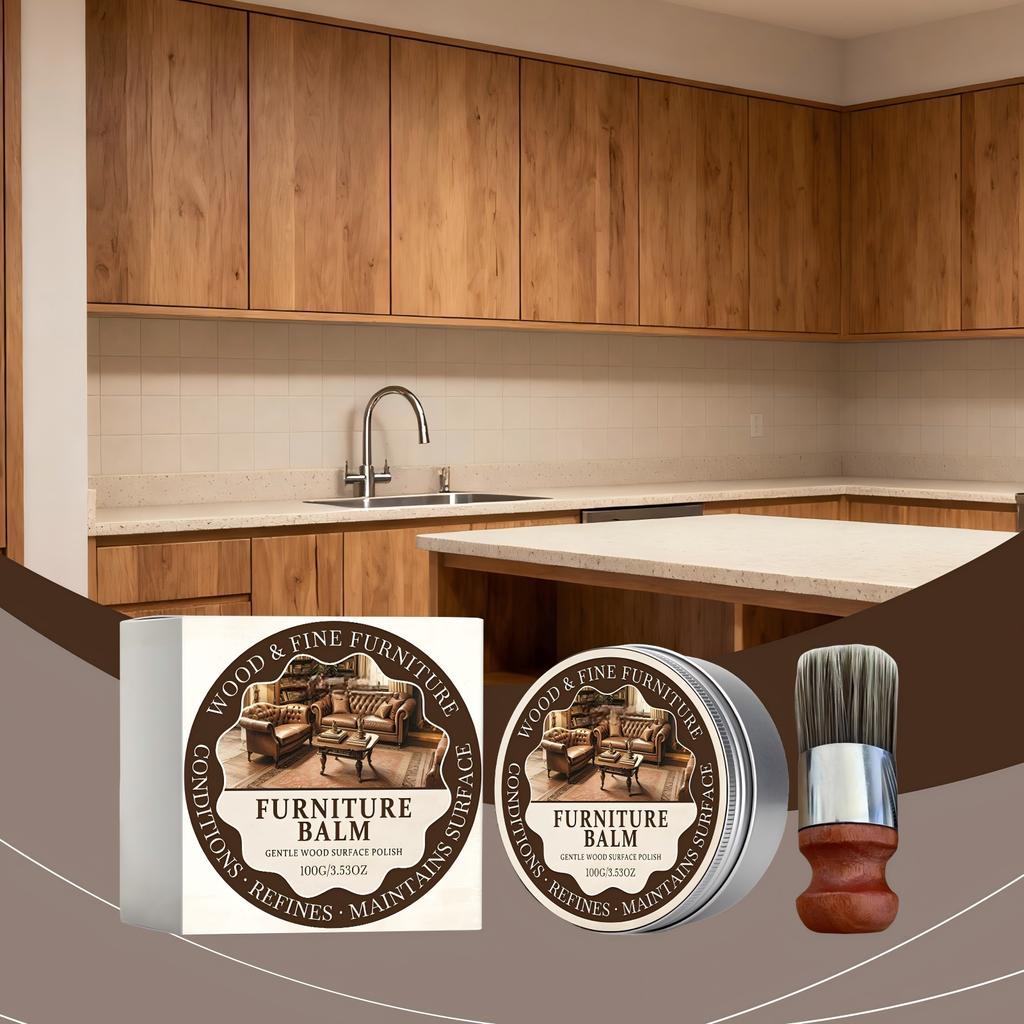 Бальзам для мебели Дерево и Fine Furniture Conditioning Balm 100 г Мягкий полироль для очистки, восстановления и ухода за деревянными поверхностями с кисточкой-аппликатором